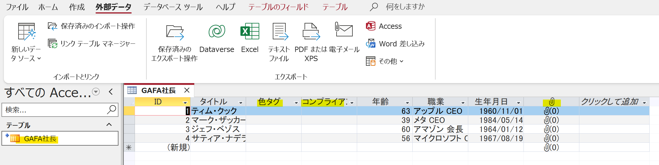 リンクテーブルの完成